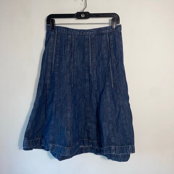 Y2K Denim Flared Midi Skirt SZ 20W Western Farm Vtg Modest Cottagcore Boho - Picture 4 of 7